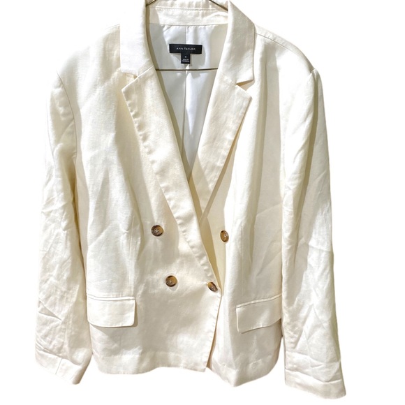 Ann Taylor Double Breasted Linen Blend Blazer - Picture 2 of 14